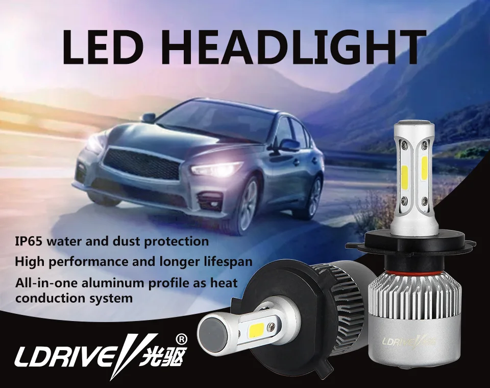 LDRIVE 1 пара автомобильных фар Led H1 H3 H4 H7 H11 9005 9006 6500K белый сменный Bulds Противотуманные фары 3800Lm 12 В 24 В Универсальный