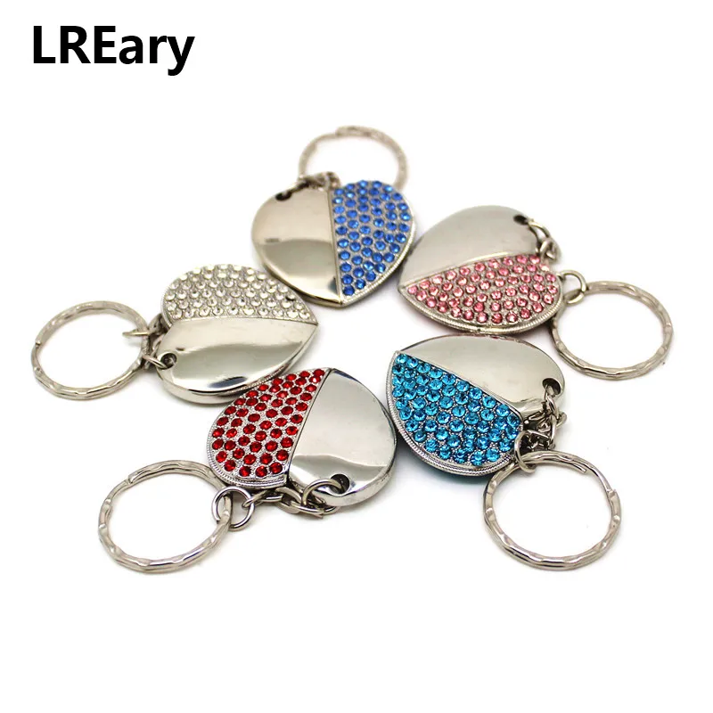 

high quality Diamond Key Chain USB Flash Drive Metal Crystal pendrive 4GB 8GB 16GB 32GB 64GB Memory Stick thin body Pendrive