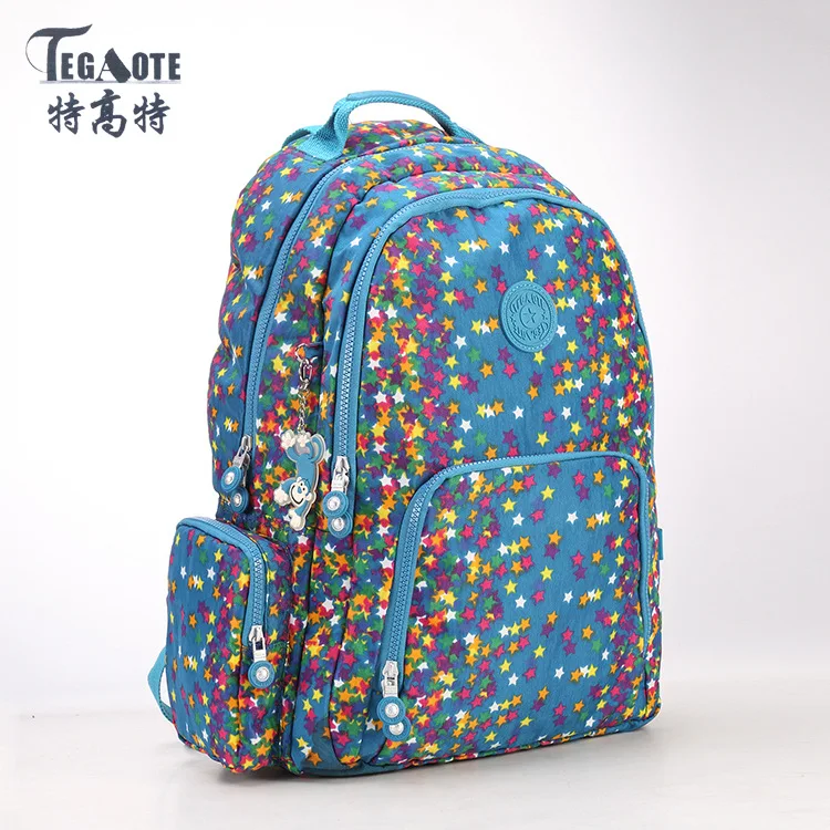 

TEGAOTE 21 Colors Light Nylon Waterproof Backpack for Teenage Girl Bookbag Mochila Feminine Backpacks Women Pattern Backpack Van