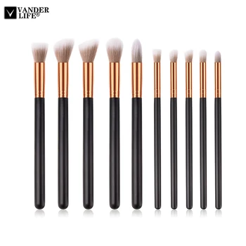 

Vander Black Makeup Brushes Professional 10Pcs Superior Soft Cosmetic Makeup Brush Set For Power Foudation Eyebrow Makeup Tools