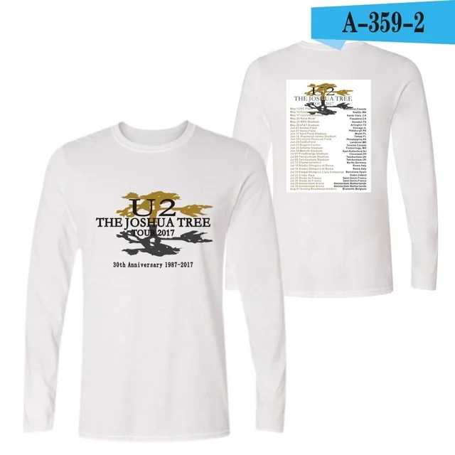 U2 брендовая футболка с длинным рукавом для мужчин и женщин Crewneck U2 band printed Футболка мужская хип-хоп футболка Топы унисекс Одежда XS-4XL - Цвет: white