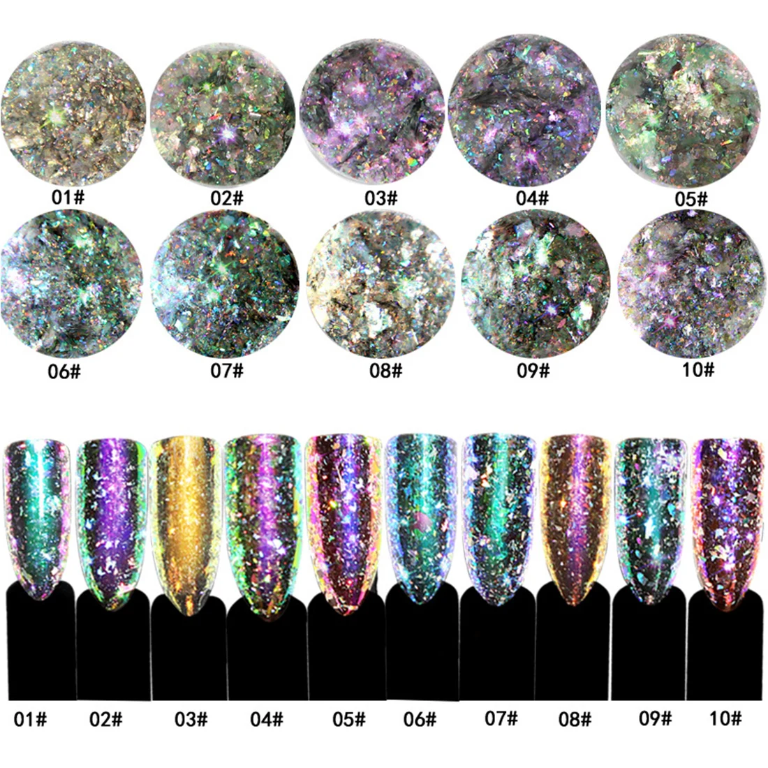 Новые Звездные украшения пигмент для ногтей Блеск для ногтей художественные хлопья 0,2 г голографическая блестящая пудра Пыль Ослепительная Аврора хамелеон