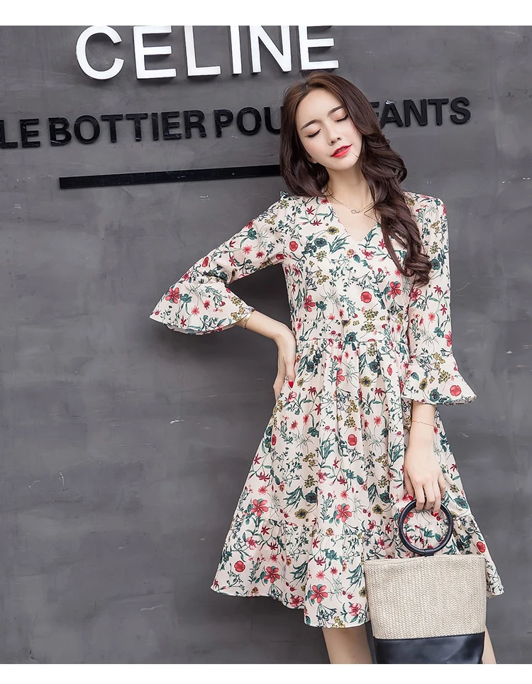 Summer 2018 Elegant Celebrity Pregnant Women loose Plus Size Short Sleeve Chiffon Casual V-neck Women Dresses (17)