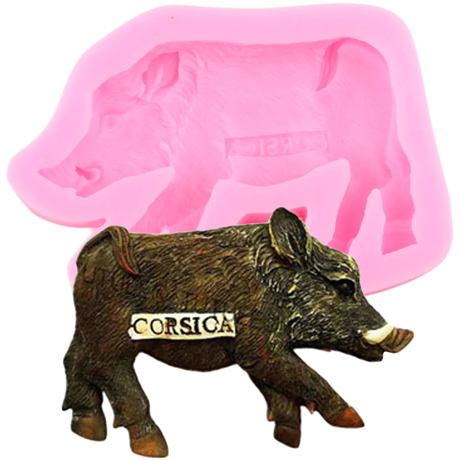 

3D Wild Boar Silicone Mold Resin Polymer Clay Mould DIY Party Cake Decorating Tools Chocolate Candy Gumpaste Moulds