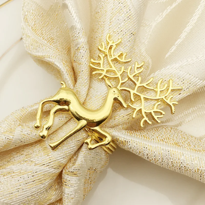 6 шт. кольцо для салфеток Рождественский набор для отелей настольная Салфетка кольцо для салфетки в форме оленя кольцо бумажное полотенце кольцо Круг золото серебро