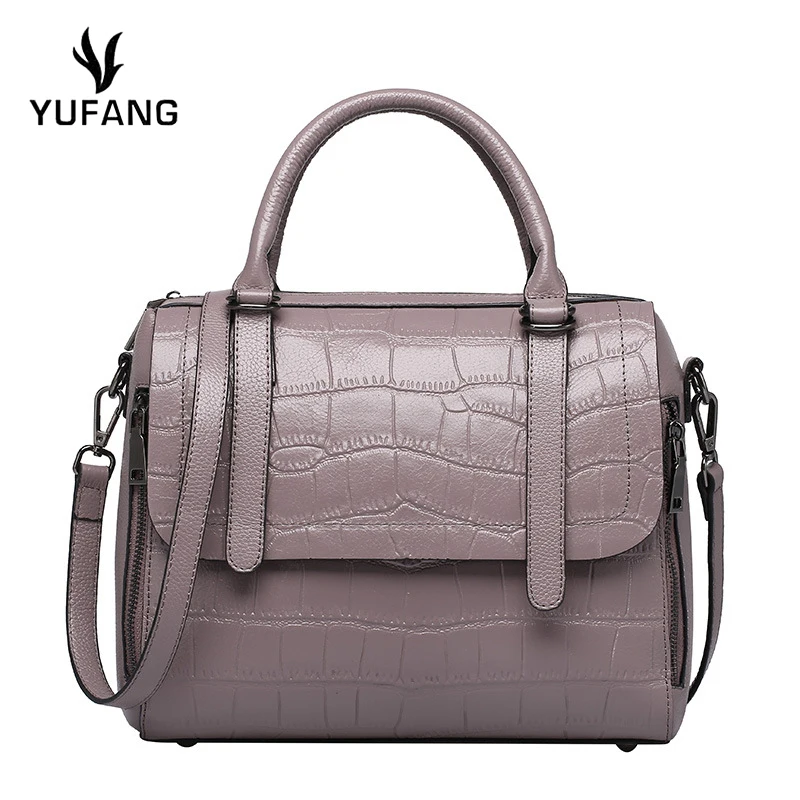 

YUFANG Alligator Women Bag Real Leather Women Handbag Genuine Leather Shoulder Bag Stone Pattern Soft Casual Messenger Bag