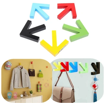

Lowest Price Beautiful Design Wall Mounted Colour Painting Wood Arrow Hook Hanger Hat Coat Door Clothes Rack Decoration