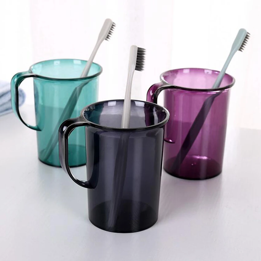 

1PC Hot Sale Handle Plastic Wash Brush Toothbrush Cup Creative Transparent Couple Gargle Rinse Cup Mouthbrush Cups
