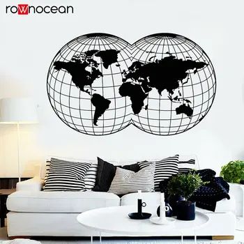 

Newest Design World Map Wall Stickers Round-shaped Map Earth Geography Peace Vinyl Decal Mural Nautical Decor 3146