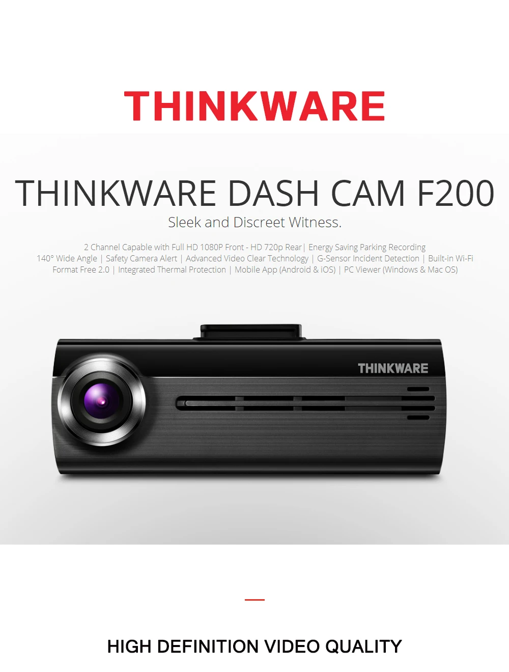 Thinkware Dash Cam F200 2 канальный автомобильный черный DVR коробка Full HD 1080P Авто с заднего вида Камера Dashcam Rejestrator samochodowy