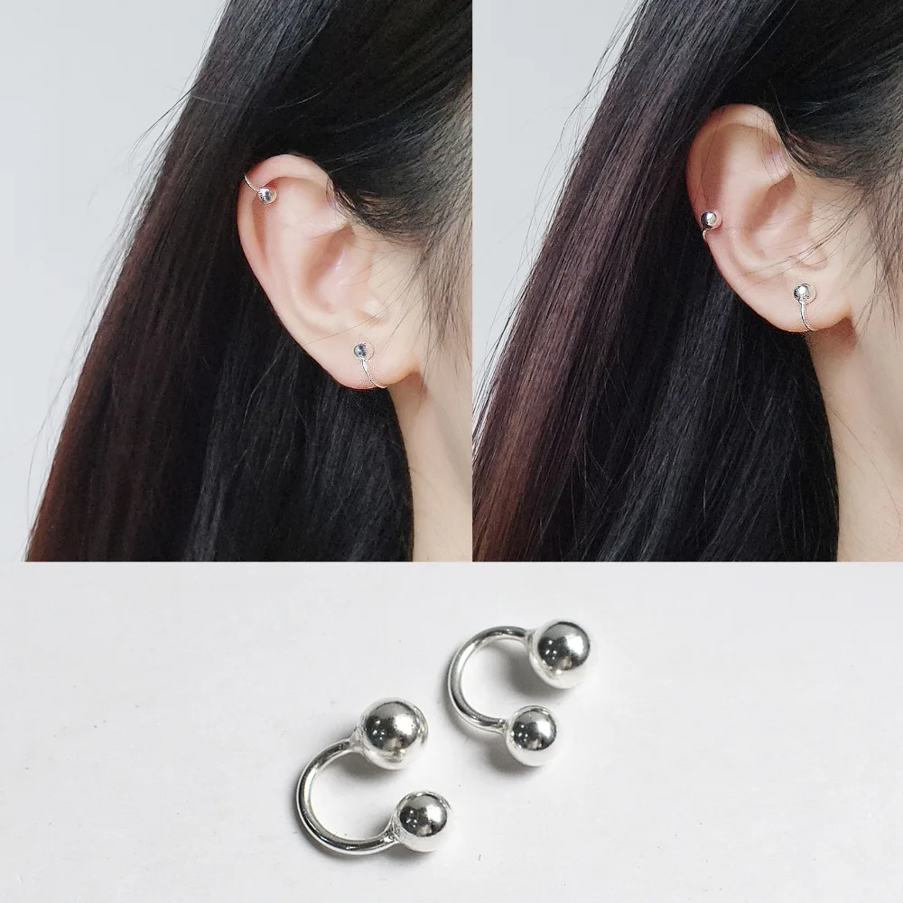 925 Sterling Silver Non Piercing Ear Hoop Clip On Cuff 925 Sterling Silver Non Piercing Ear