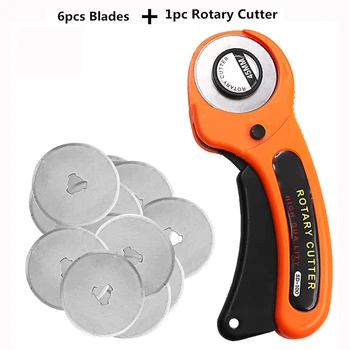 

45mm Rotary Cutter Set with 6pcs Blades for Fabric Paper Vinyl Circular Cut Cutting Disc Patchwork Leather Craft Sewing Tool