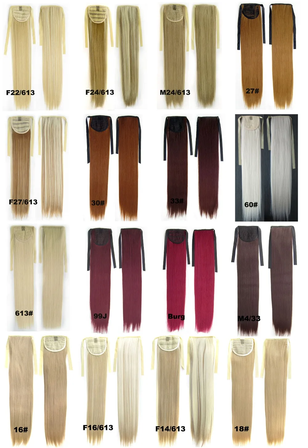 

synthetic Ribbon synthetic ponytail Long Straight Steel comb HairPiece 33 kinds of color available 22",80g,10pcs/lots