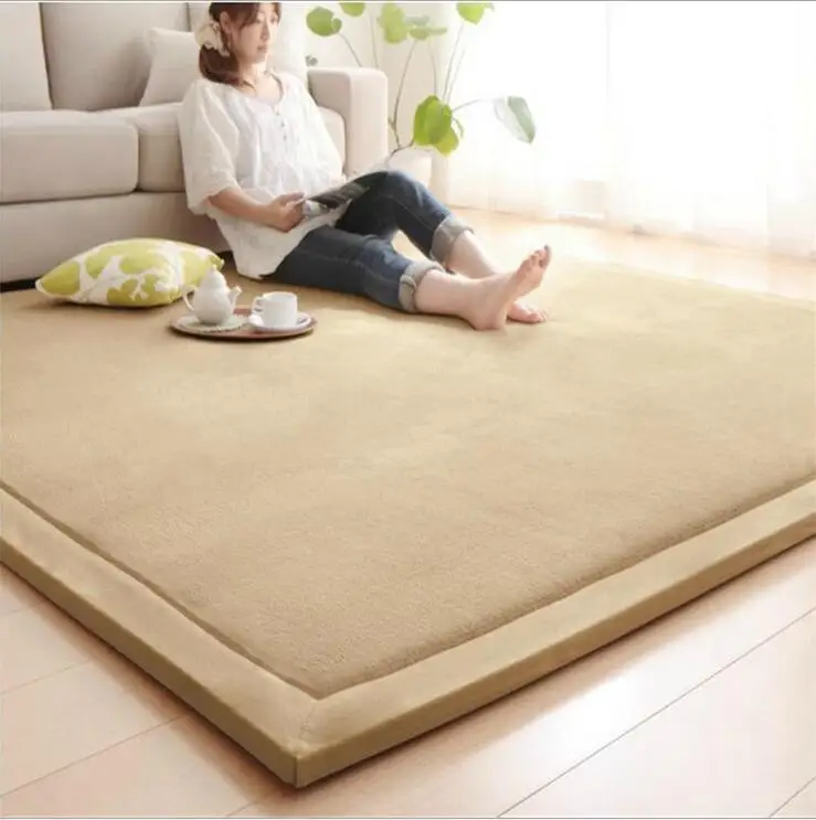 Thick 3CM Coral Fleece Velvet mat bedroom carpet Baby play mat living room bed rug large size Kid mat