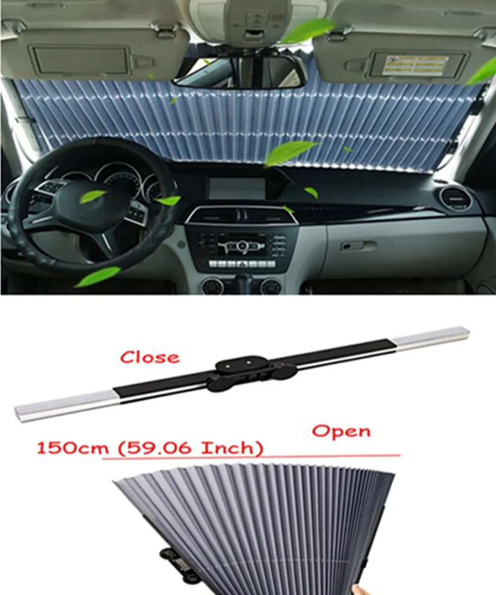 

New Prevent heat Summer Automatic Retractable Windshield Sunshade More size Telescopic Car Front Sun Shade Rear Auto Visor