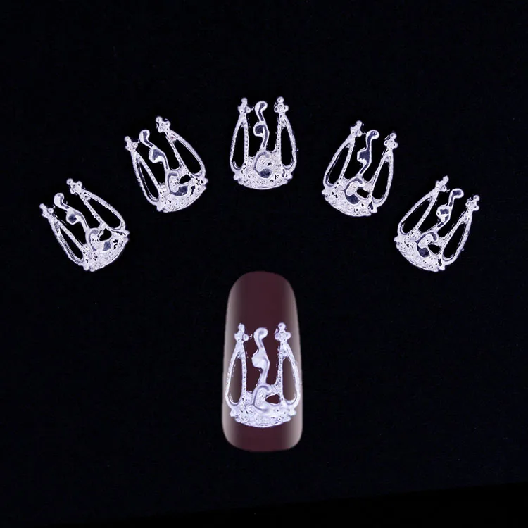 2 шт золотого и серебряного цвета 3D украшения для ногтей из сплава 3d металлические украшения для ногтей Аксессуары для красоты ногтей японские ретро Подвески для маникюра - Цвет: NO.1 silver