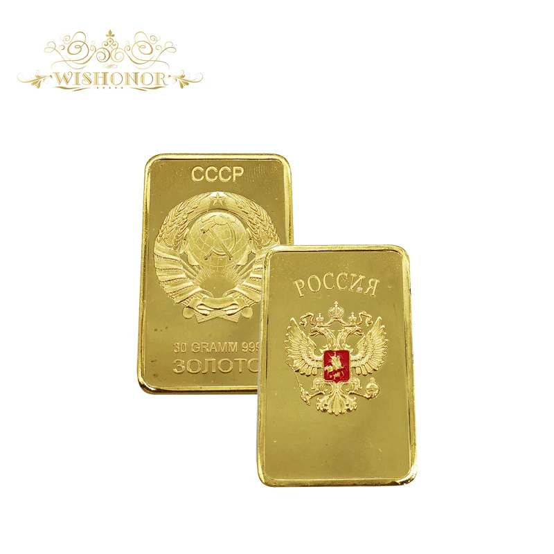 

Wholesale Price For POCCNR Gold Bar CCCP 99.9 Copy Gold Bars with Plastic Case for Souvenirs and Home Decor