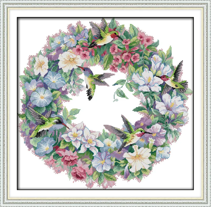 

The art of Hummingbirds Counted Cross-Stitching Printed Handmade Cross Stitch Set Animal Cross-stitch Kits Embroidery Needlework
