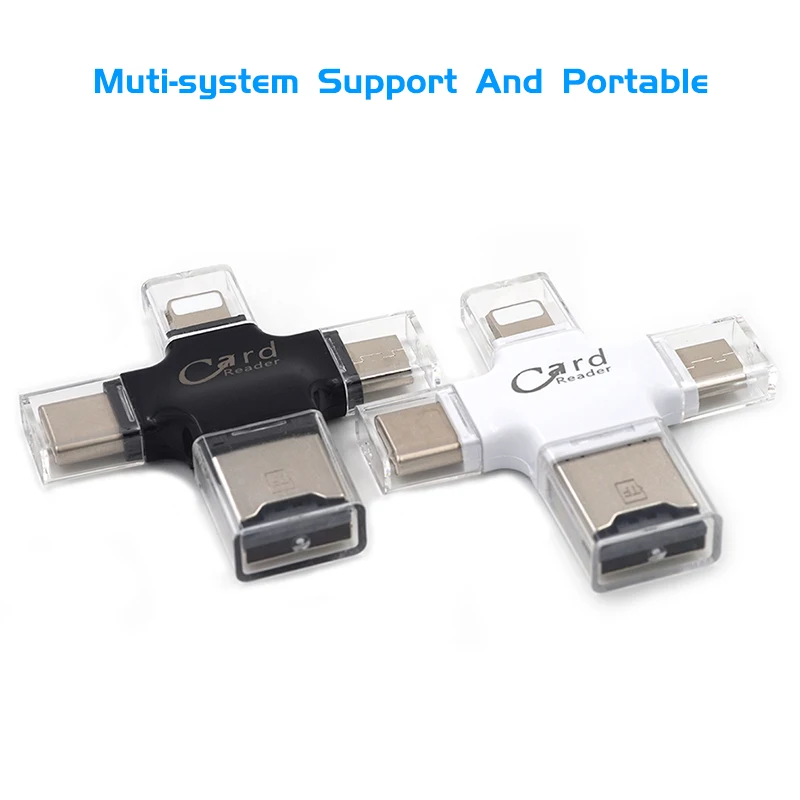 All In 1 TF MicroSD Card Reader Multi system Compatible Plug Play Portable Adapter Card Reader 4