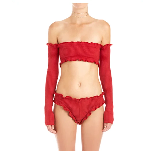 long ruffle bikini top