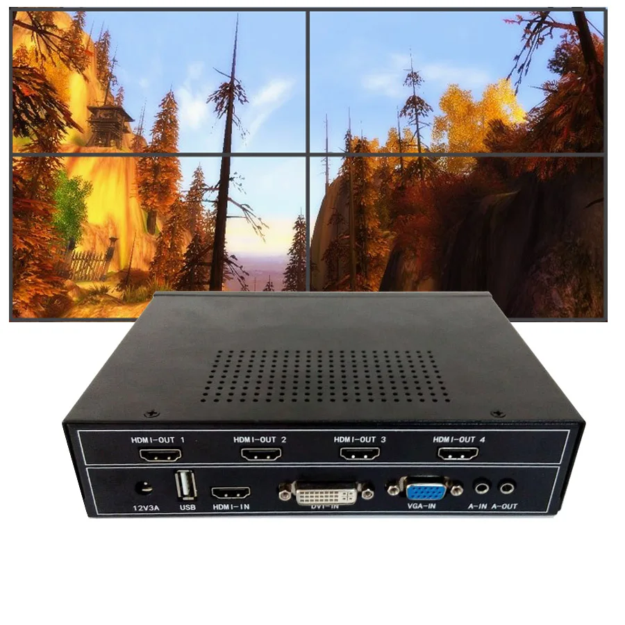 

2x2 video wall processor for 4 tv video wall display hdmi dvi vga usb input hdmi output