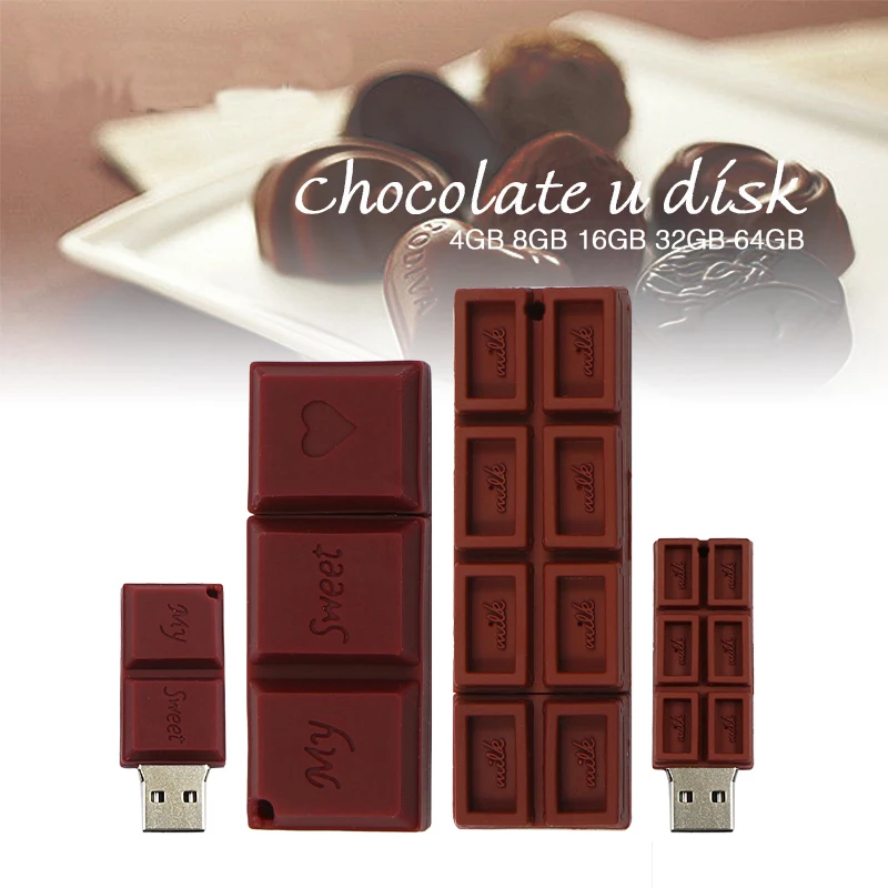 

Hot sale Chocolate usb flash drive pendrive 128gb 64gb flash drive 32GB 16GB 8GB 4GB pen drive usb flash stick fashion gift usb