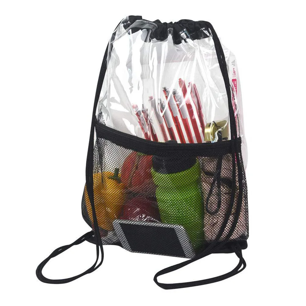 1 шт. большой емкости прозрачный ПВХ Рюкзак на шнурке Регулируемый рюкзак на шнурке сумка легкая спортивная сумка ПВХ ба