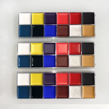

1 Set 12 Colors Body Paint Palette Flash Tattoo Face Art Oil Painting Halloween Party Fancy Dress Beauty Cosmetic Makeup Tool