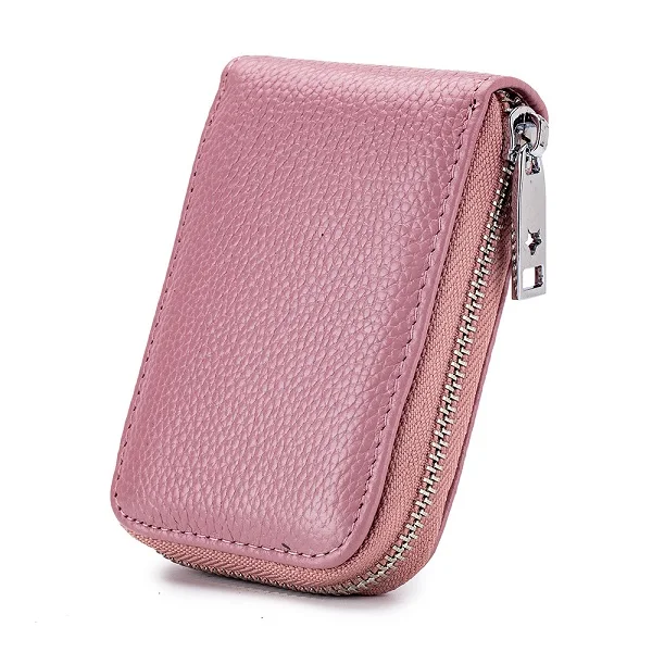 Lomelobo, унисекс, личи, держатель для карт, натуральная кожа, для женщин и мужчин, для кредитных ID, визиток, кошелек, модные, для банковских карт, сумки, портмоне - Цвет: Pink