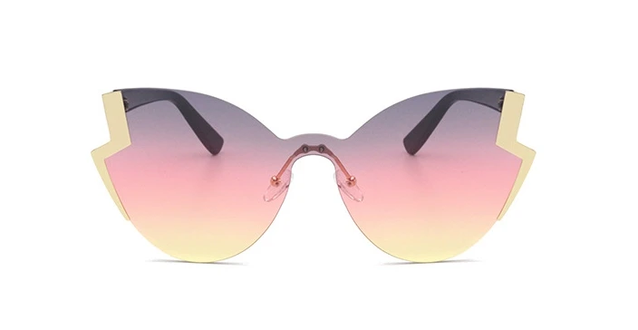 Солнцезащитные очки без оправы с бабочкой для мужчин и женщин модные очки UV400 Винтажные Очки 47946 - Цвет линз: purple yellow