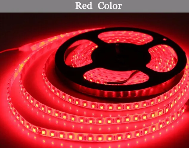 

LED strip 2835 red DC12V 5M 60led=1 meters 300led=5 meters=1roll 3led=1 scissor Flexible Glue not waterproof led strip 2835
