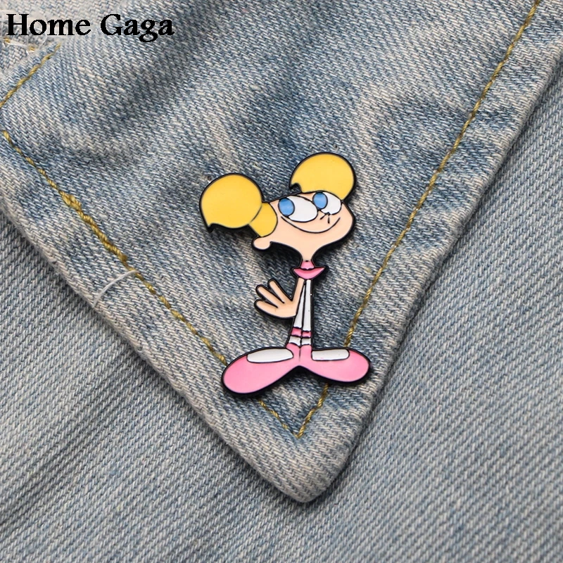 

Homegaga Dexter's Lab Dee Dee Zinc Cartoon Pins for men women para Shirt Clothes backpack Accessories medal Badge Brooches D1521