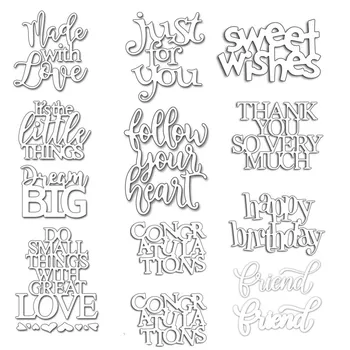 

Common English Words Phrases Metal Cutting Dies Stencil for DIY Scrapbooking Decorative Craft Paper Cards Making New 2018 Diecut