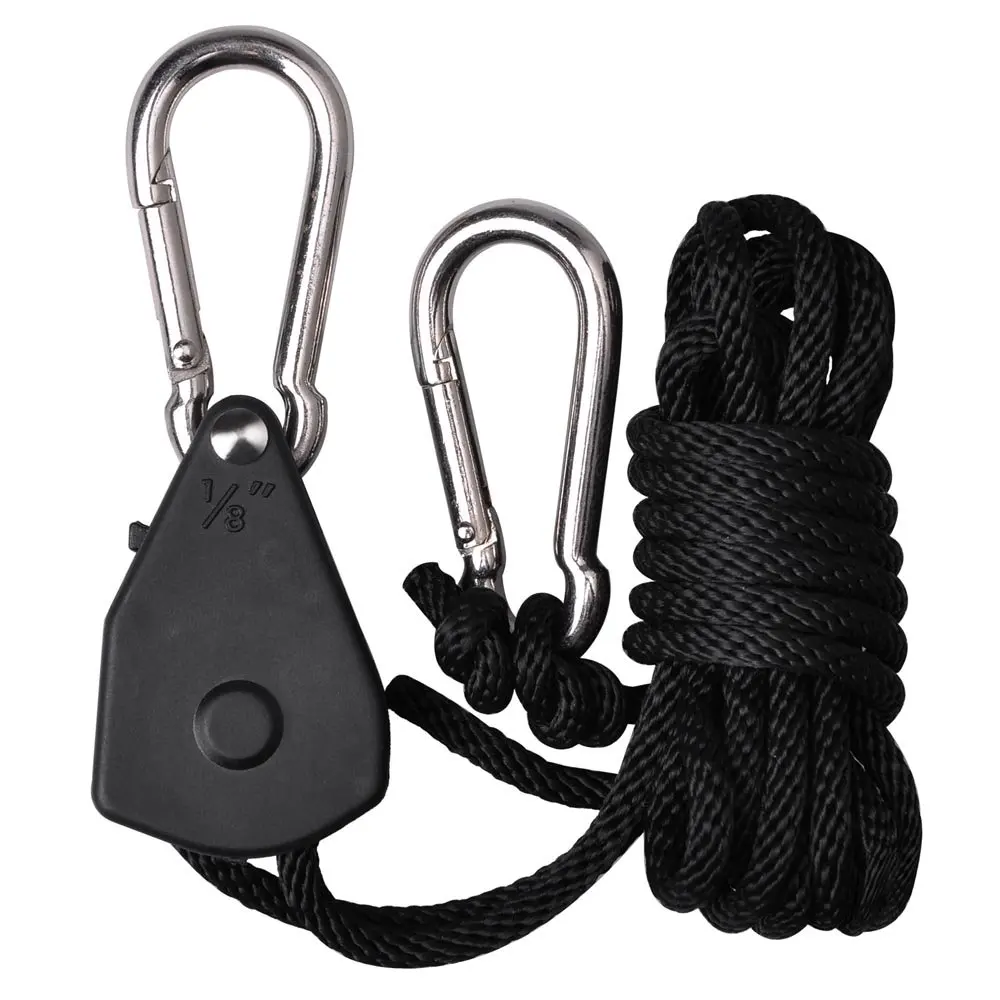 

1PCS 1/8 Inch 8-Feet Long Adjustable Heavy Duty Rope Clip Hanger, Reinforced Metal Internal Gears,150lb Capacity