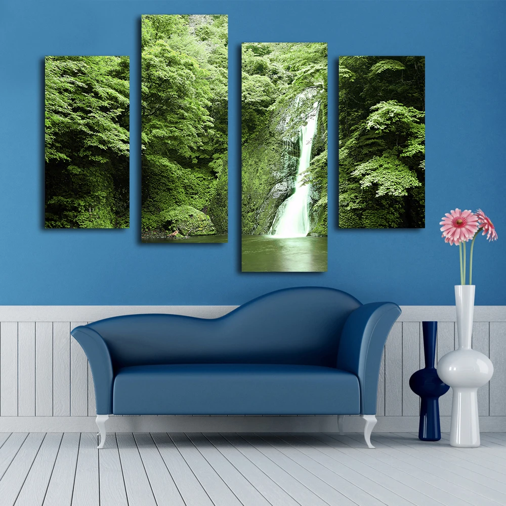 

Wall art painting canvas painting trees and river picture quietly for office room