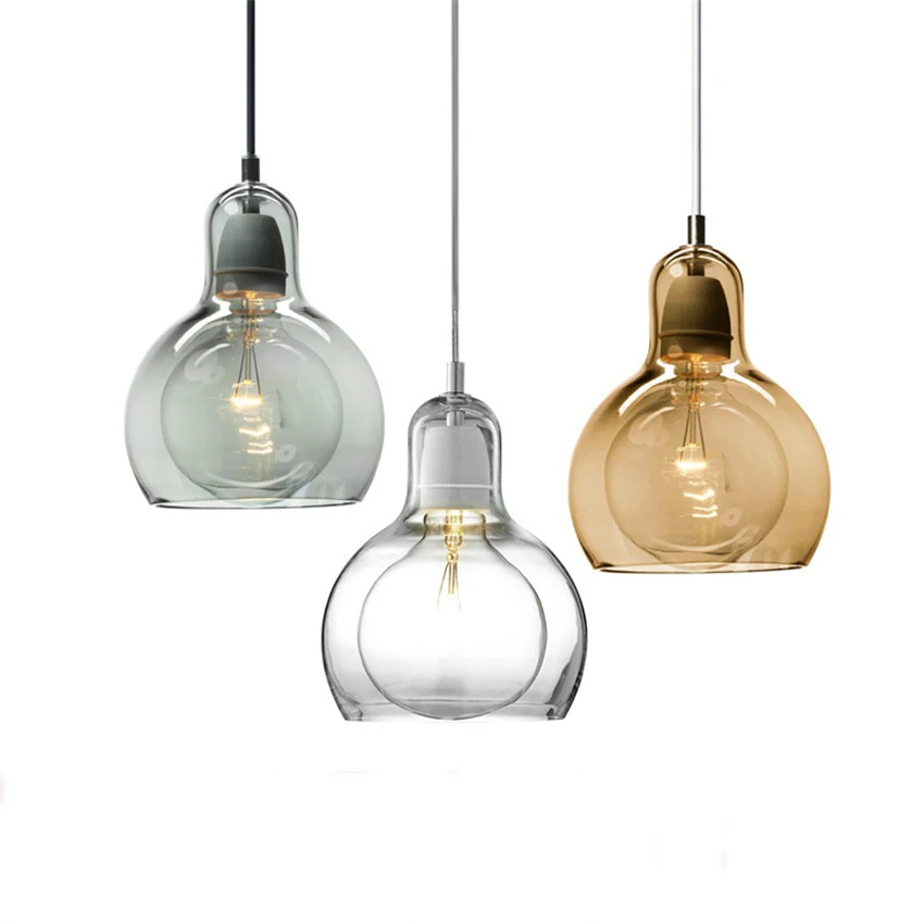 

LED Modern E27 Kitchen Dining & Bar Pendant Lights American Industrial Vintage Creative Retro Loft Pendant Lamp Glass Restaurant