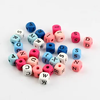 

Natural Square Letter Wooden Beads 10mm fit Jewelry Findings DIY Pacifier Clip Wood Crafts Makeing 300PCS Bracelet Necklace Bead