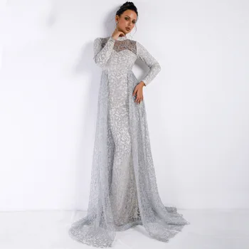 

Sexy Sequined Silver Evening Dresses 2019 Long Mermaid High Neck Formal Party Prom Reflective DressesHomecoming Dresses