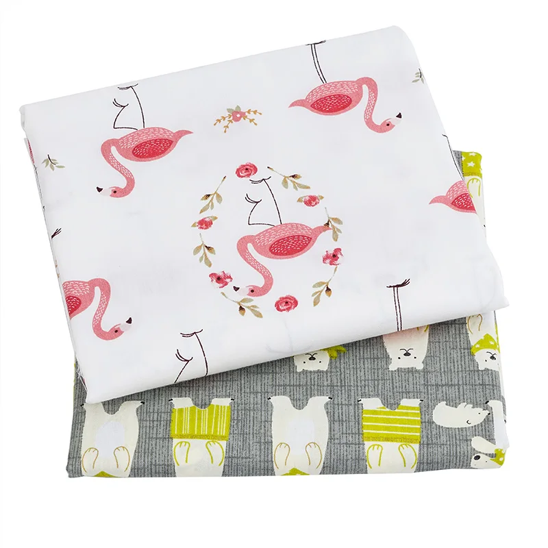 

Flamingo bear Printed Twill cotton patchwork fabric for DIY dolls garment hat DIY Handmade Accessories Crafts TJ8691-3