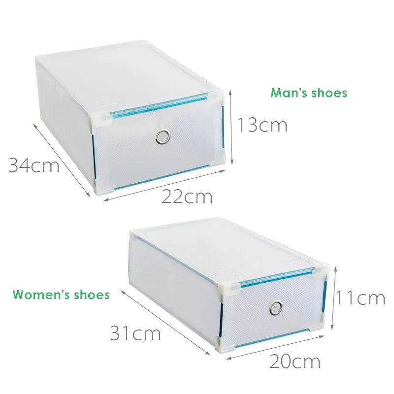 3PCS /4PCS Eco-Friendly Shoe Storage Box Case Transparent Plastic Rectangle Shoes Organizer Thickened drawer