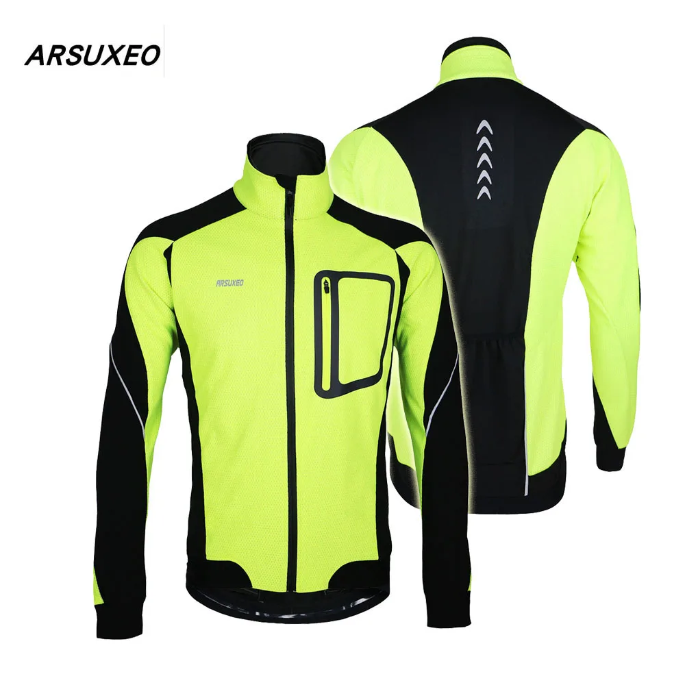 ARSUXEO Windproof Cycling Jacket Winter Warm Thermal Cycling Long ...