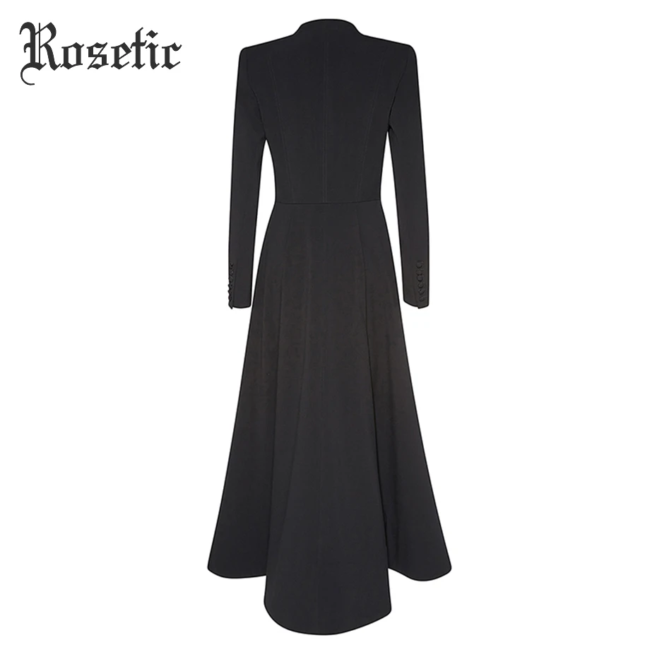 Rosetic, готическое длинное пальто, асимметричная черная Осенняя верхняя одежда, Женский Тренч, волнистое пальто, модное, элегантное, офисное, готическое пальто