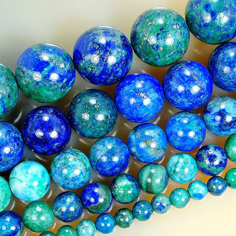 

8SE11341 Natural Lapis Lazuli Chrysocolla Round Gems Beads 15.5" 4,6,8,10,12,14,16mm