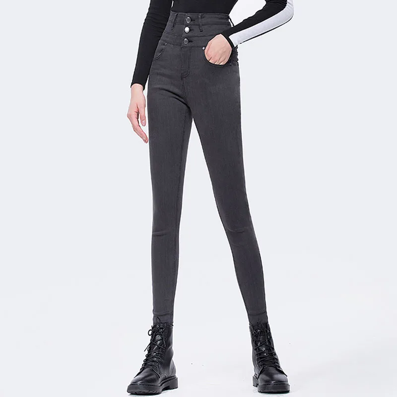WQJGR Spring And Autumn High Waist Jeans Women Feet Pencil Black and Gray Elastic Women Jeans Long Pants Women WQJGR Spring And Autumn High Waist Jeans Women Feet Pencil Black and Gray Elastic Women Jeans Long Pants Women