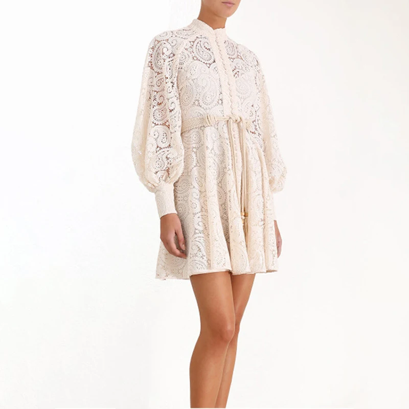 

Newest Stylish 2019 Designer Dress for Women Ladies Puff Sleeve Lace Dress