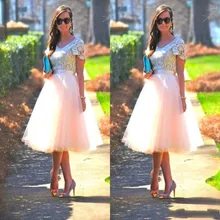 Neue Ankunft Rosa Tüll White Lace Brautkleider 2016 A-line Abendkleid Kurzarm Kleid robe de soiree