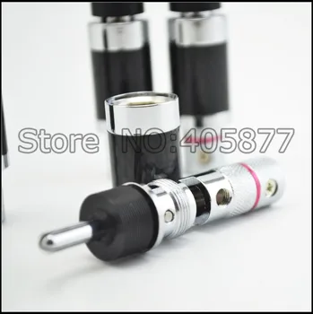 

4pcs unprinted Rhodium Plated Carbon Fiber Shell Audio Speaker Cable Banana Plug Connector
