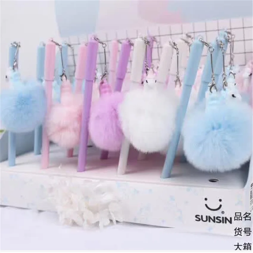 

24pcs Gel Pens Kawai Pendant Unicorn Black Colored Gel-inkpens for Writing Cute Stationery Office School Supplies