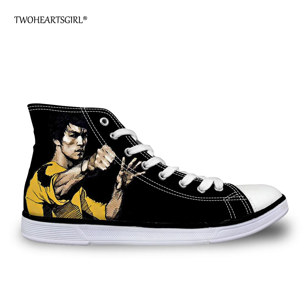 

Twoheartsgirl Cool Printing Bruce Lee High Top Canvas Shoes Classic Men's Vulcanize Shoes Leisure Lace Up Canvas Shoes Comfort