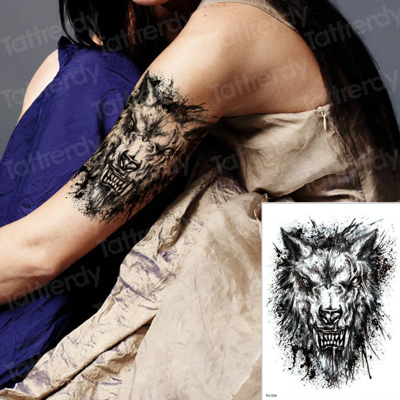 Fierce Wolf Beast Temporary Tattoo Stickers Waterproof Women Fake Hand Animal Tattoo Adult Men Body Tattoo Decals Girl Women Temporary Tattoos Aliexpress